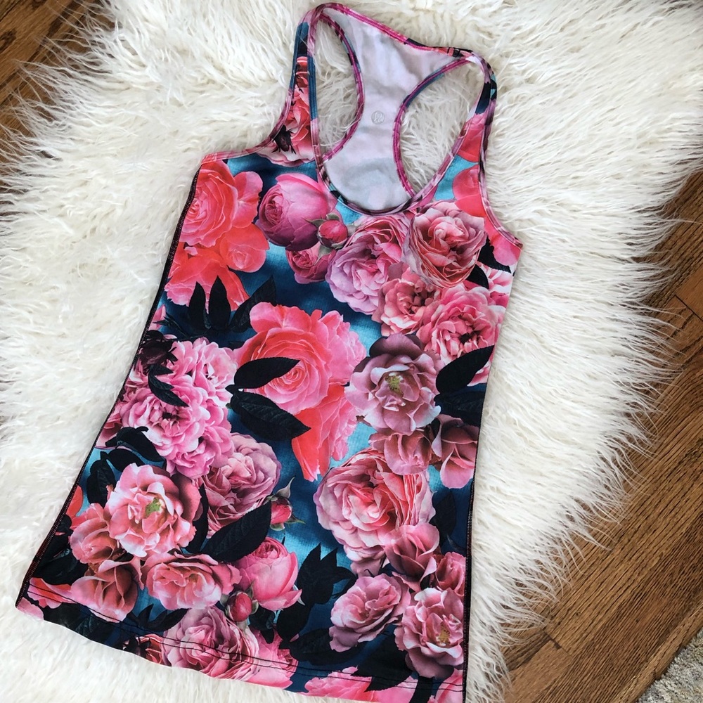 Floral lululemon racerback top sz 6